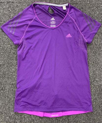 Adidas Womens Shirt Medium Supernova Running Purple Performance Active CLIMALITE