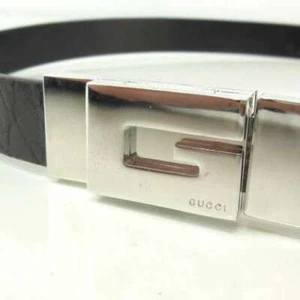 Auth GUCCI Croco G Buckle Leather Belt Black Size 70 Ladies used from Japan