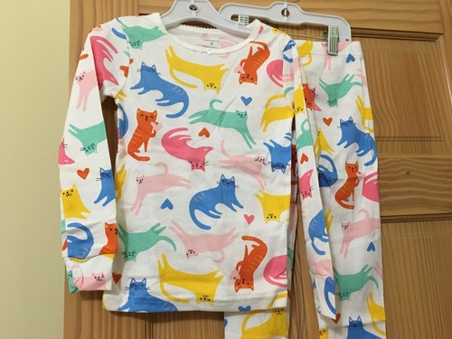 New Carter's Girls Cat Pajama Set Long Sleeve Long Pants Kids White many sizes - Picture 2 of 2