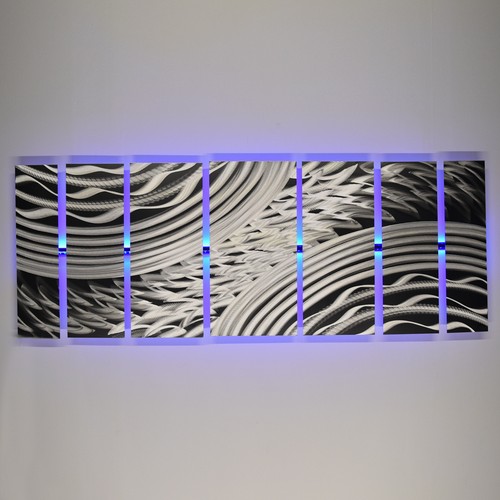 Color Changing LED Modern Abstract Metal Wall Art Sculpture Painting Decor RGB - Picture 2 of 9