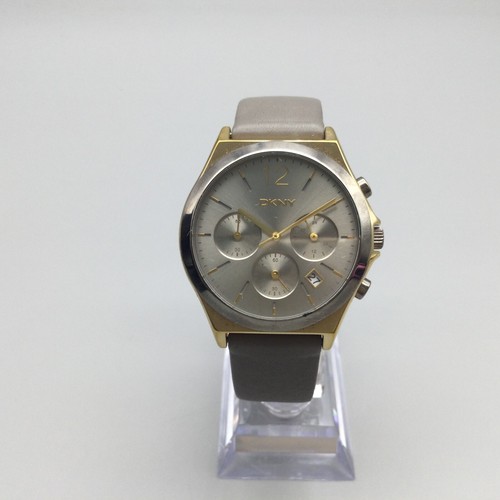 DKNY Chronograph Watch Women 38mm Silver Gold Tone NY-2478 New Battery - Picture 2 of 16