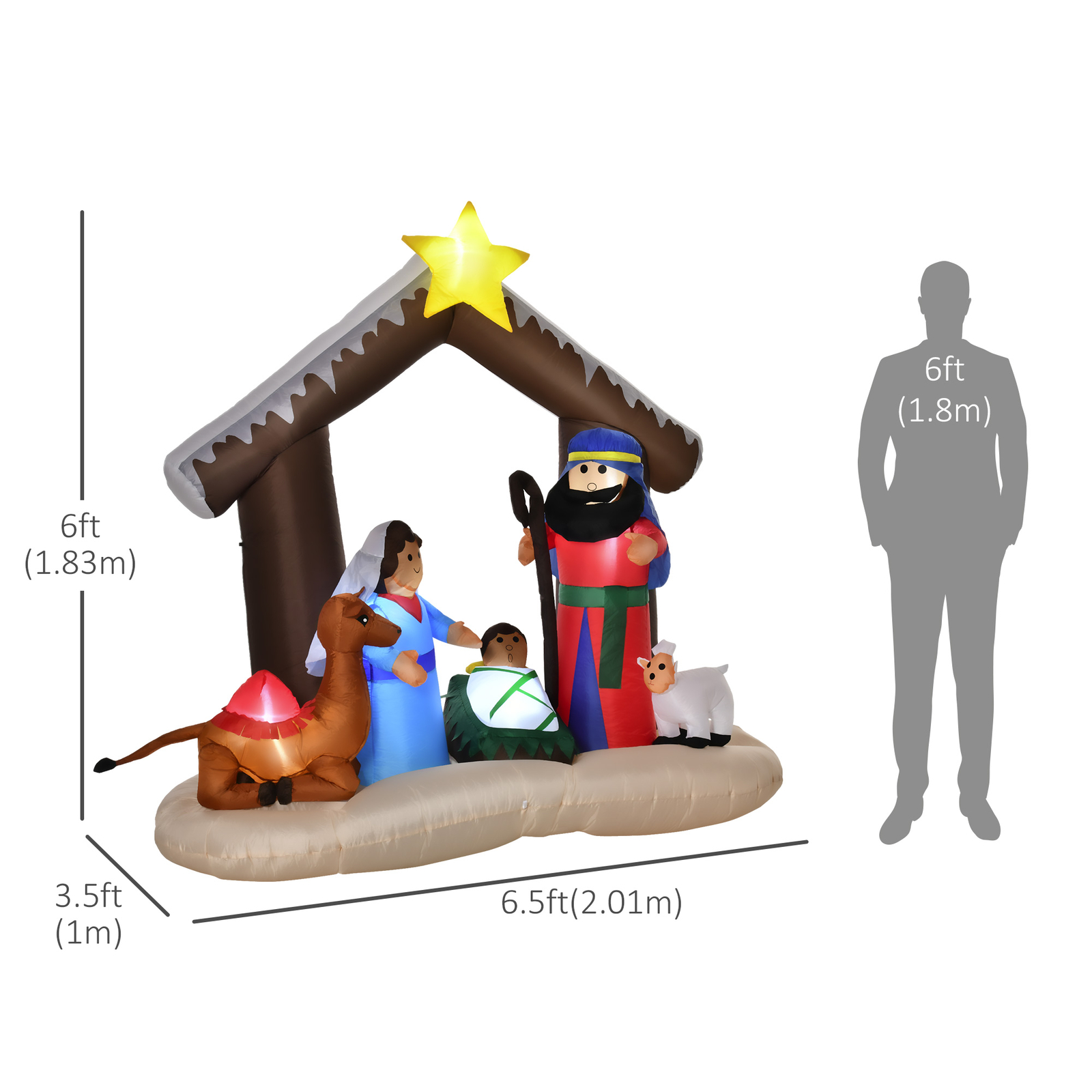 6ft Christmas Inflatable Nativity Decoration w/ Bible Arch Jesus Home