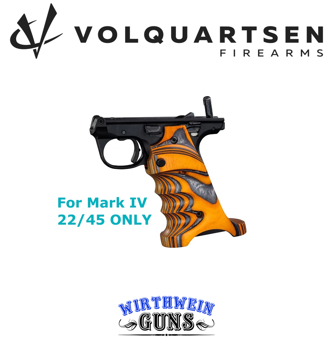 Volquartsen Ruger Mark IV 22/45 Orange Grey Laminated Wood Grips