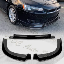 For 2008-2015 Mitsubishi Lancer RA-Style Painted Black Front Bumper Spoiler Lip