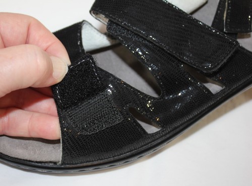David Tate Damen-Sandalen schwarz seidiges Leder Riemen Größe 7,5 N Klettverschluss - Bild 6 von 9