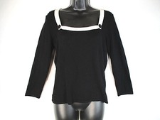 NWT OLO Black/Ivory Square Neck Lightweight Career Sweater 105 Women's Size M