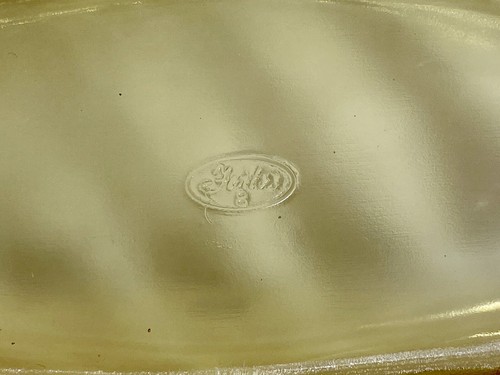 Piatto ovale a vortice ottico vetro ambrato Fenton anni '80 - Foto 2 di 2