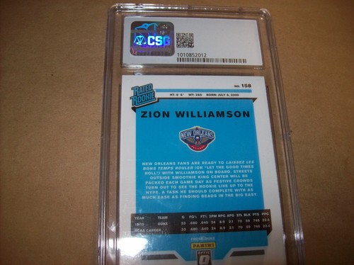 Novato Zion Williamson Donruss óptica clasificación 19-20 #158 CSG 8,5 como nuevo envío gratuito - Imagen 3 de 3
