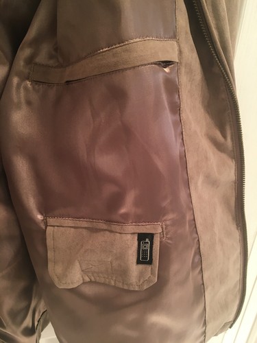 Weatherproof Mens Medium Short Bomber Jacket Beige Micro Suede NEVER WORN - Picture 6 of 9