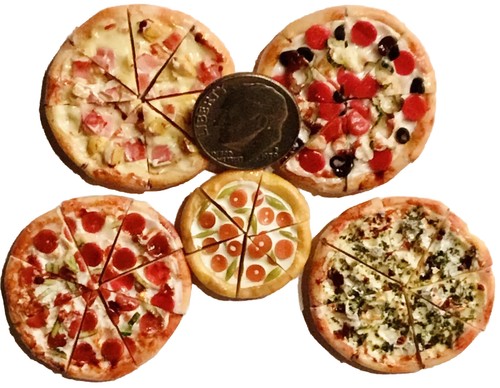 Barbi Dollhouse Miniature Food Mini Pizza Slices Veggie Spinach Pie Lot 👻🧲 8pc - Picture 2 of 19