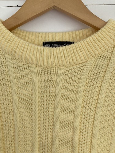 M&S Vintage 80s Yellow Soft Knit Mens Crew Neck Jumper size L Chest 44” - Picture 5 of 8