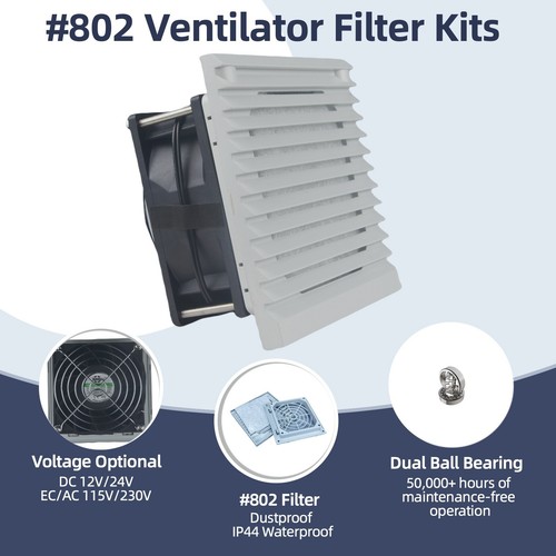 #802 Ventilation Cooling IP44 Fan Louvre 92x92x38mm Dual Ball Ventilator Filter - 第 1/11 張圖片