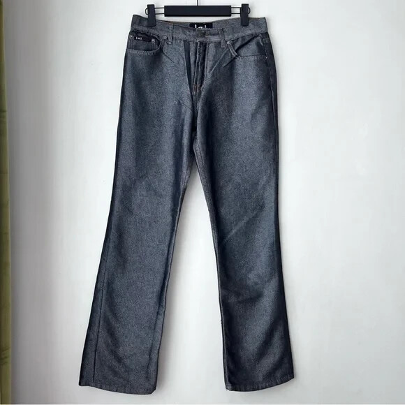 Vintage 90s LEI Jeans Black & Silver Metallic Straight Leg Jeans 9