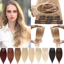 Clip In 100 Remy Human Hair Extentions 8 PIECES Standard Full Head Highlight US