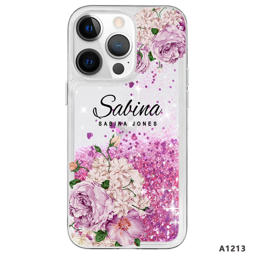 Glitter Clear Custom Phone Case for iPhone 12 13 14 15 16 Pro Max