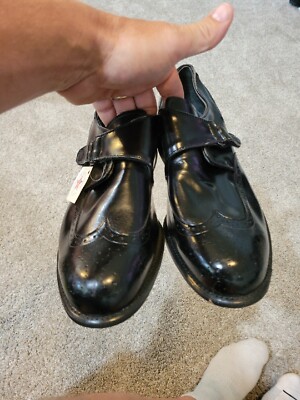 Mens Size 12 Black Leather Diplomats USA Made Goodyear Vintage New 