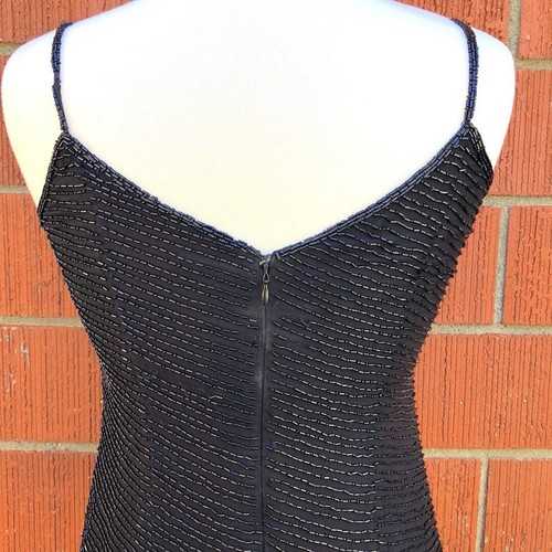 Stenay Damen Größe 4 Vintage schwarz Perlen asymmetrisch ärmellos Kleid 34" Brustumfang - Bild 11 von 12