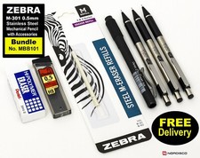 Zebra M-301 0.5mm Stainless Steel Mechanical Pencil with Lead & Erasers MBB101
