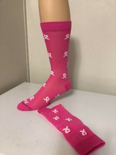   3 Pair Ladie's Performance PINK Breast Cancer Awareness Socks 9-11  