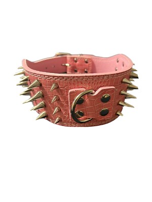 Pink Spiked Studded Dog Collar 3