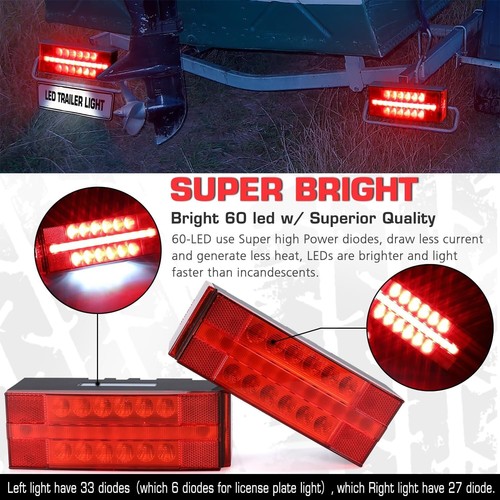 LED Tauch Rechteck Anhänger Rücklicht Set, Superhell Bremse Stop Turn - Bild 5 von 9