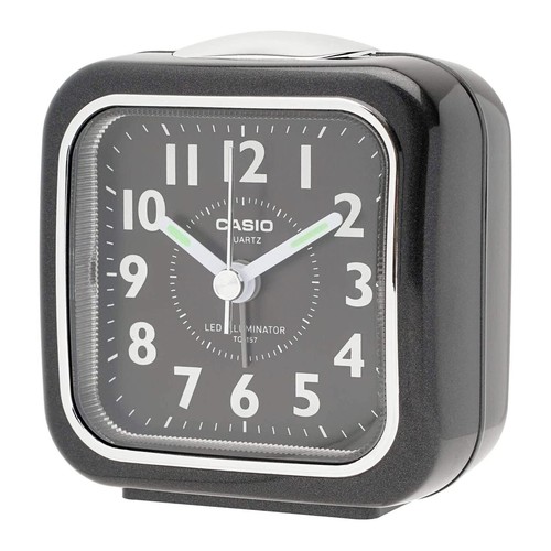 Casio TQ-157-1BJF Compact Analog Traveler's Alarm Clock Black mini size NEW - Afbeelding 1 van 3