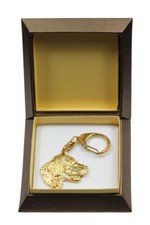 Setter - Gold-Plated Keychain with a Dog, Box Art Dog DE