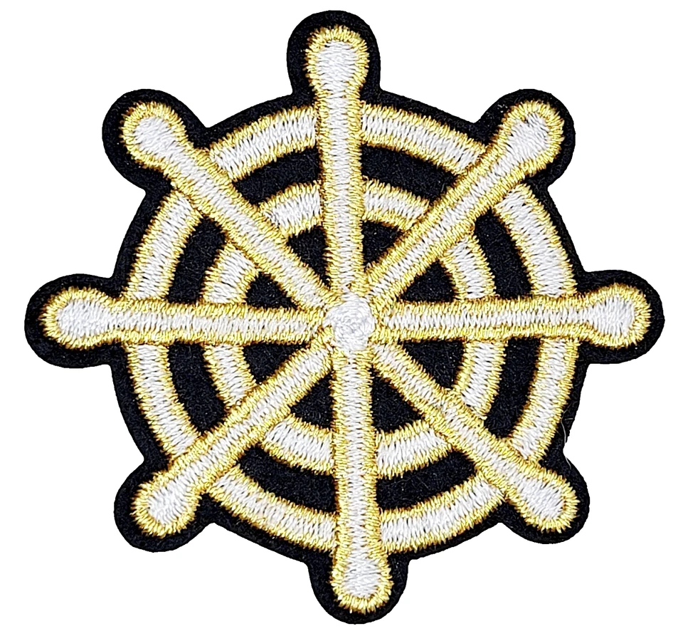 JUEGO DE PARCHES NÁUTICOS CARCASA RUEDA ANCLA AZUL MARINO 4 PIEZAS HIERRO BORDADO ON Foto 3 de 4