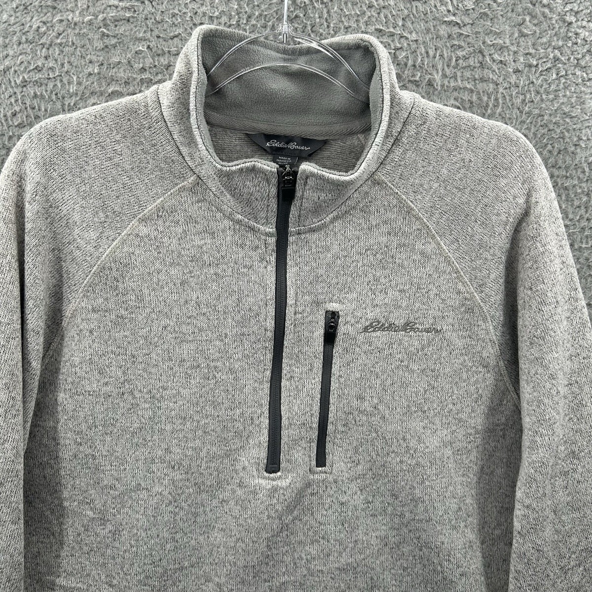 Eddie Bauer Sweater Men XL Heather Gray 1/4 Zip Radiator Fleece - Main Image
