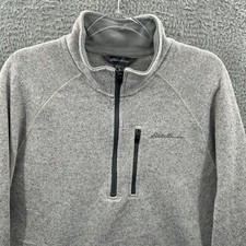 Eddie Bauer Sweater Men XL Heather Gray 1/4 Zip Radiator Fleece Sweatshirt Adult