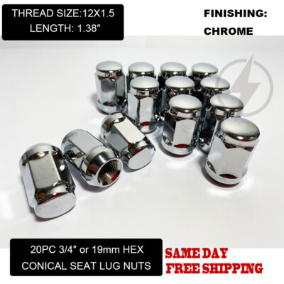Fits Saturn Aura Sky Relay Vue Bulge Acorn Lug Nut Conical Seat 12x1.5 Chrome 20