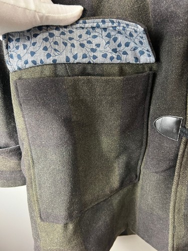 Vintage Wool Parka Trench Coat Green Plaid Penguin by Munsingwear XL - Picture 3 of 9