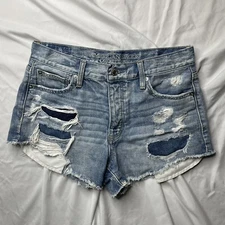 American Eagle Vintage Hi-Rise Festival Shorts Denim Cut Off Distressed Sz. 4