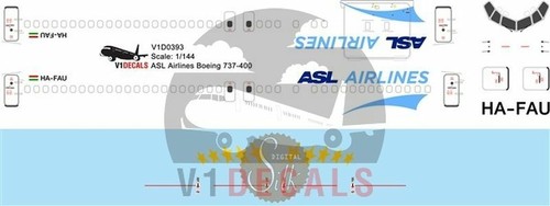 Calcomanías V1 Boeing 737-400 ASL Airlines para kit de avión modelo minicraft 1/144 - Imagen 3 de 8