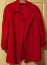 Noble Fashions Womans L Vintage Wool Blend Red Winter Coat