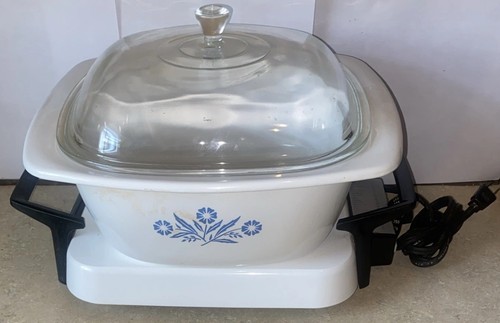 VTG- Corning Ware 4qt Blue Corn Flower Dutch Oven W/ Electromatic Skillet WORKS - 第 1/6 張圖片