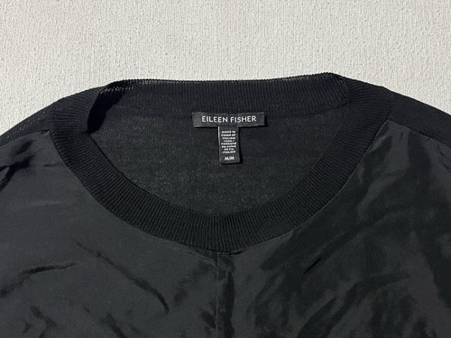 Giacca a vento Eileen Fisher top corpo anteriore sensazione girocollo manica lunga nero - Foto 5 di 8