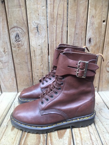 🔥VTG Dr. Martens Brown strappy Men’s Leather Lace Up Boots Sz UK 6 Us 7 EUR 39 - Picture 9 of 24