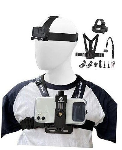 Phone Chest Mount Head Strap Accessories - Vlogging Kit for iPhone, POV Phone