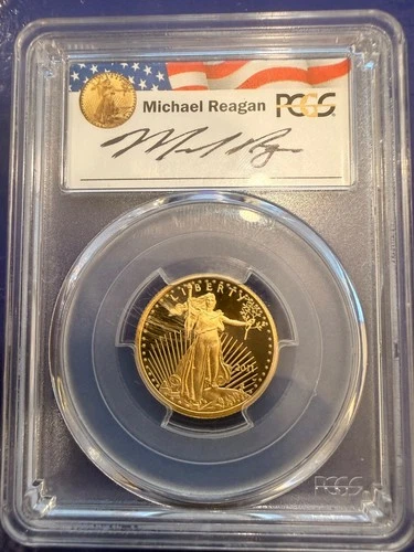 2011-W GOLD US REAGAN LEGACY SIGNED LABEL $50 AMERICAN EAGLE 1OZ PCGS PR 70 DCAM