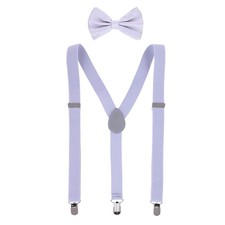 CTM Men's Solid Fashion Color Bow Tie and Suspender Set