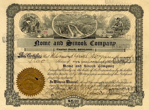1903 Nome & Sinook Co. Aktienzertifikat
