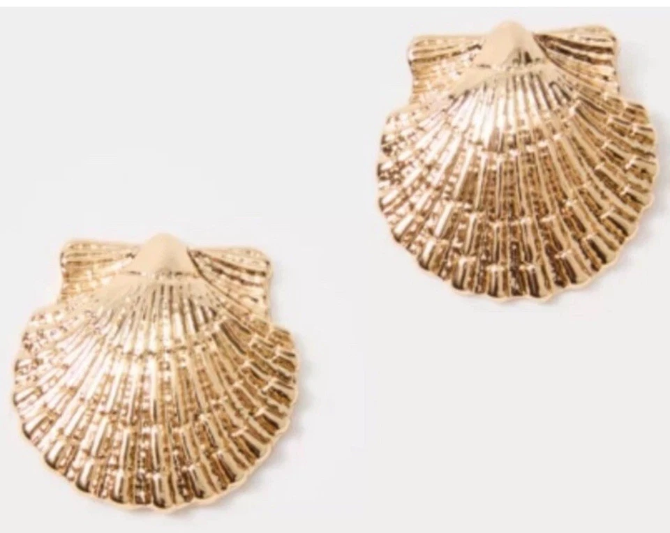 Aretes Lilly Pulitzer Esmalte Concha Marina Playa Tono Dorado Foto 4 de 4