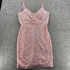 Guess Velvet Sequin Mini Dress Size 16 Pink Sleeveless Dress