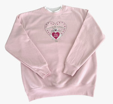 Cat Sweatshirt Women's M Vtg 90s M C Sportswear Embroidered Pink Grannycore EUC