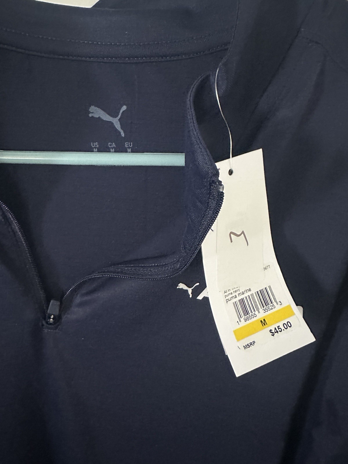 Puma Pullover Mens Medium Navy Blue Quarter Zip Performance Golf Athletic NWT thumbnail 2