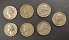 Lot Of Seven (7) Washington Silver Quarters 1934-1964.
