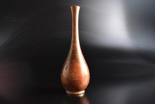 S4378: Japanese Casting copper FLOWER BUD VASE/craned neck/Sorori FLOWER VASE