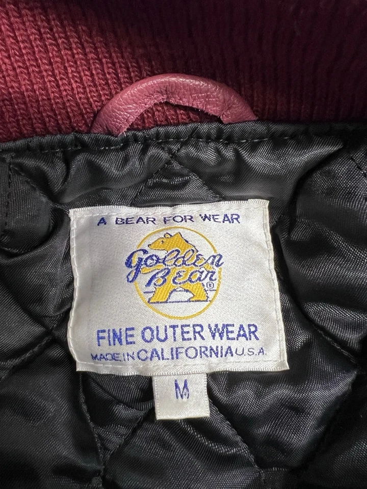 Chaqueta Universitaria Vintage Parche Águila Azul Marino Hecha en EE. UU. Oso Dorado M Snap Foto 4 de 4