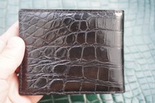 Black Real Genuine Crocodile Belly Skin Leather Men's Bifold Wallet Z19